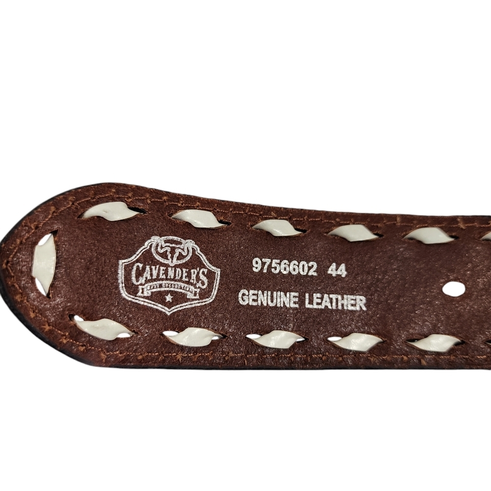 CAVENDER'S TOOLED LEATHER BELT - Picture 7 of 9